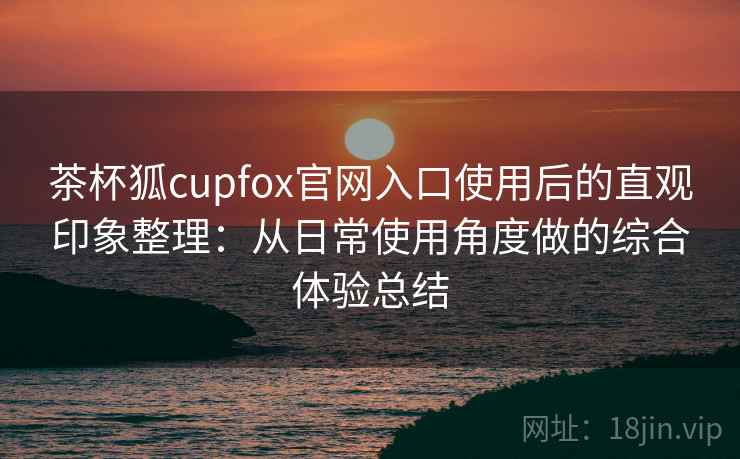 茶杯狐cupfox官网入口使用后的直观印象整理：从日常使用角度做的综合体验总结