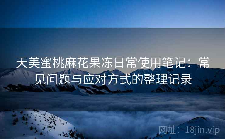 天美蜜桃麻花果冻日常使用笔记：常见问题与应对方式的整理记录
