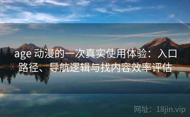 age 动漫的一次真实使用体验：入口路径、导航逻辑与找内容效率评估