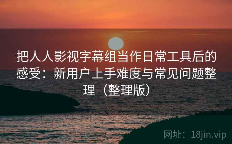 把人人影视字幕组当作日常工具后的感受：新用户上手难度与常见问题整理（整理版）